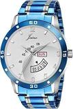 Jainx Blue Day & Date Feature Silver Dial Analogue Men's Watch