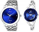 Jainx Blue Dial Round Analogue Watch For Couple JC455