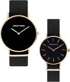 Joker & Witch Nylon Jack Fuller & Joy Couple Analogue Watches, Black Dial, Black Band