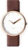 JOON Wrist Watch Mocha Rose Gold Bezel With Frost White Dial And Coffee Brown, Vegan Leather Strap, Japanese Quartz Movement, Unisex Urban Watch