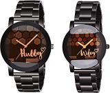 KIARVI GALLERY Hubby Wifey Dial Metal Strap Lovers Couple Analogue Men's & Women's Watch Pack Of 2