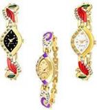 Krupa Enterprise Analogue Dial Multi Color Diamond Watch For Girls & Women Combo Pack 3