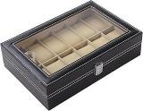 Kuber Industries 12 Slots Watch Organizer|Watch Storage Box For Men & Women|Secure Closer|Wrist Watch Display BoxBlack|