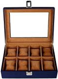 Leather World 8 Slots Watch Box Case Leatherette Storage Organizer Men Women