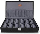 LEDO Unisex Watch Box Organizer Holder In 12 Slots Of Watches In Black & Gray Color