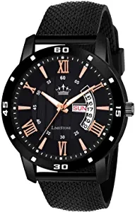 LimeStone Day and Date Functioning Black Quartz Watch for Boys LS2805