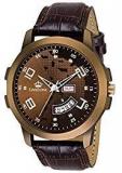 Limestone Globe Day And Date Functioning Analog Watch For Boys/Men Brown