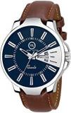 LIMESTONE Montvitton Analogue Men's Watch Blue Dial Tan Colored Strap