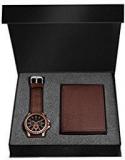 Lorenz Analogue Black Dial Brown Strap Watch And Wallet Combo For Men Cm 1054Wl Brn