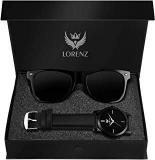 LORENZ Analogue Black Dial Men's Watch & Black Sunglasses Combo CM 103SN