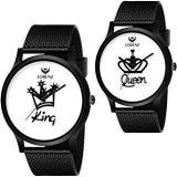 LORENZ King Queen Couple Analogue White Dial Men's And Women's Watch Combo