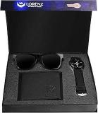 LORENZ Men's Gift Set Combo Of Black Watch, Wallet & Wunglasses | CM 103SN WL BLK