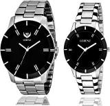 LORENZ Women's And Men's Black Dial Analogue Couple Watch Combo Am 2A