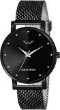 LOUIS DEVIN LD BK138 BLK Black Mesh Strap Analog Wrist Watch For Women