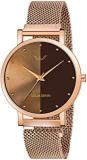 LOUIS DEVIN Louis DevinLD RG138 BRW Rose Gold Metal Mesh Chain Analog Wrist Watch For Women