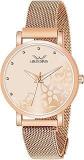 LOUIS DEVIN Rose Gold Metal Mesh Chain Analog Wrist Watch For Women | LD RG154