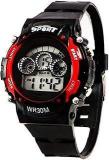 Maa Creation Rubber Unisex Analog Digital Boy'S Watch Red Dial, Black Colored Strap