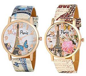 Maan International Combo 2 Paris Stylish Edition Analog Multi Color Dial Girls Watch