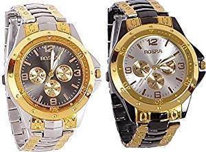 Maan International Combo Of 2 Analogue Multicolor Dial Mens And Boys Watch M Combo S.Black.Rosra+Rosar0904