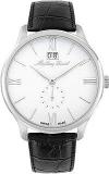 Mathey Tissot Men's Leather Swiss Made Analog White Dial Watch H1886Qai, Band Color Black