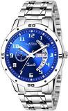 Matrix Blue, Black & Silver Dial, Day & Date Functioning, Stainless Steel Strap Analog Watch For Men & Women