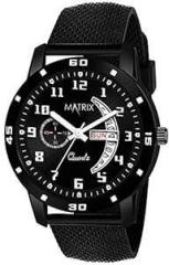 Matrix Day & Date Stainless Steel Analog Men's Watch Black Dial Black Colored Strap