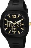 Matrix Shabby Collection Analog Black Gold Silicone Watch For Men & Boys Black