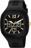 Matrix Shabby Collection Analog Black Gold Silicone Watch For Men & Boys