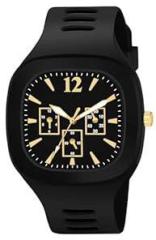 Matrix Shabby Collection Analog Black Gold Silicone Watch for Men & Boys