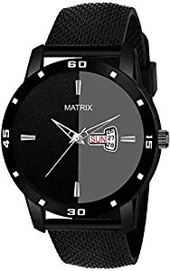 Matrix'Mesh Collection Dual Tone Day & Date Wrist Watch for Men & Boys DD 66