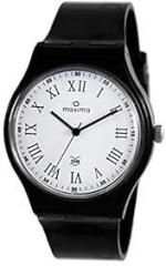 Maxima Plastic Analog White Dial Unisex Black Strap Watch 39053Ppgw