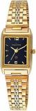 Maxima Stainless Steel Analog Black Dial Unisex Watch 06126Cmly, Gold Band