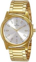 Maxima Stainless Steel Analog Silver Dial Unisex Watch 34753Cmgy, Gold Band