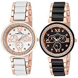 Meclow Combo Of 2 Analogue Black Dial Girl's and Women's Watch Ml Cmb 31