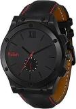 Men's Black Stainless Steel Case Leather Strap Analog Display Quartz Watch | RE BB1059