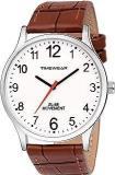 Mens Men's Analog Number Dial Brown Leather Strap Watch