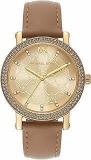 Michael Kors Leather Analog Gold Dial Women Watch Mk2986, Brown Band