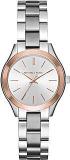 Michael Kors Mini Slim Runway Analog Silver Dial And Band Women's Stainless Steel Watch MK3514