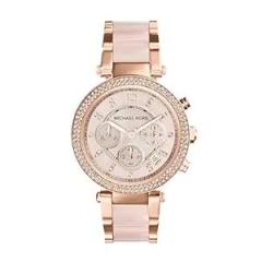 Michael Kors Resin Analog Rose Dial Women Watch Mk5896, Gold Band