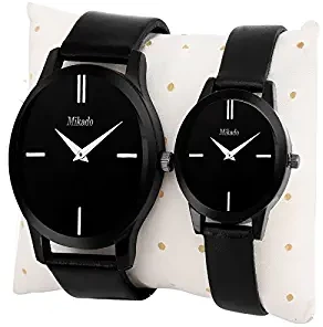 Analogue Black Dial Women's & Men's Couple Watch Unite V1