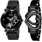 Mikado Black Heart Analog Watch For Women Watch And Bracelet Analog Watch For Women