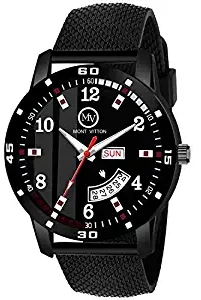 Analogue Men's Watch Black Dial Black Colored Strap