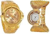 NEO VICTORY Analogue Gold Dial Unisex Watches NVd_3 Pack Of 2