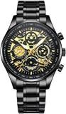 NIBOSI Hollow Skeleton Multifunction Chronograph Calendar Men's Watch