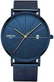 NIBOSI Mens Watch Deep Blue/Black Ultra Thin Wrist Watches For Men Fashion Waterproof Dress Watch