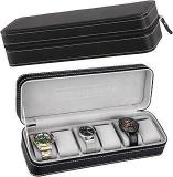 PANIXIA Watch Box Organizer 6 Slots, Watch Holder Organizer Box For Men Women, Travel Watche Storage Organizer Box With PU Leather Zippered Watch Case With Removable Watch Pillow 6 Watch Zip