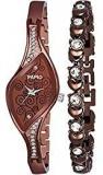 PAPIO Analogue Women's Watch With Bracelet Brown Dial Brown Colored Strap