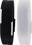 Pappi Boss Pappi Haunt Unisex Silicone Digital LED Bracelet Band Watch Black And White Pack Of 2