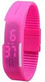 Pappi Boss Unisex Silicone Jelly Slim Cute Pink Led Sports Band Digital Watch For Boys & Girls