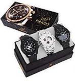 PIRASO Analogue Black Dial Men's And Boy's Watch Combo Set Of 3